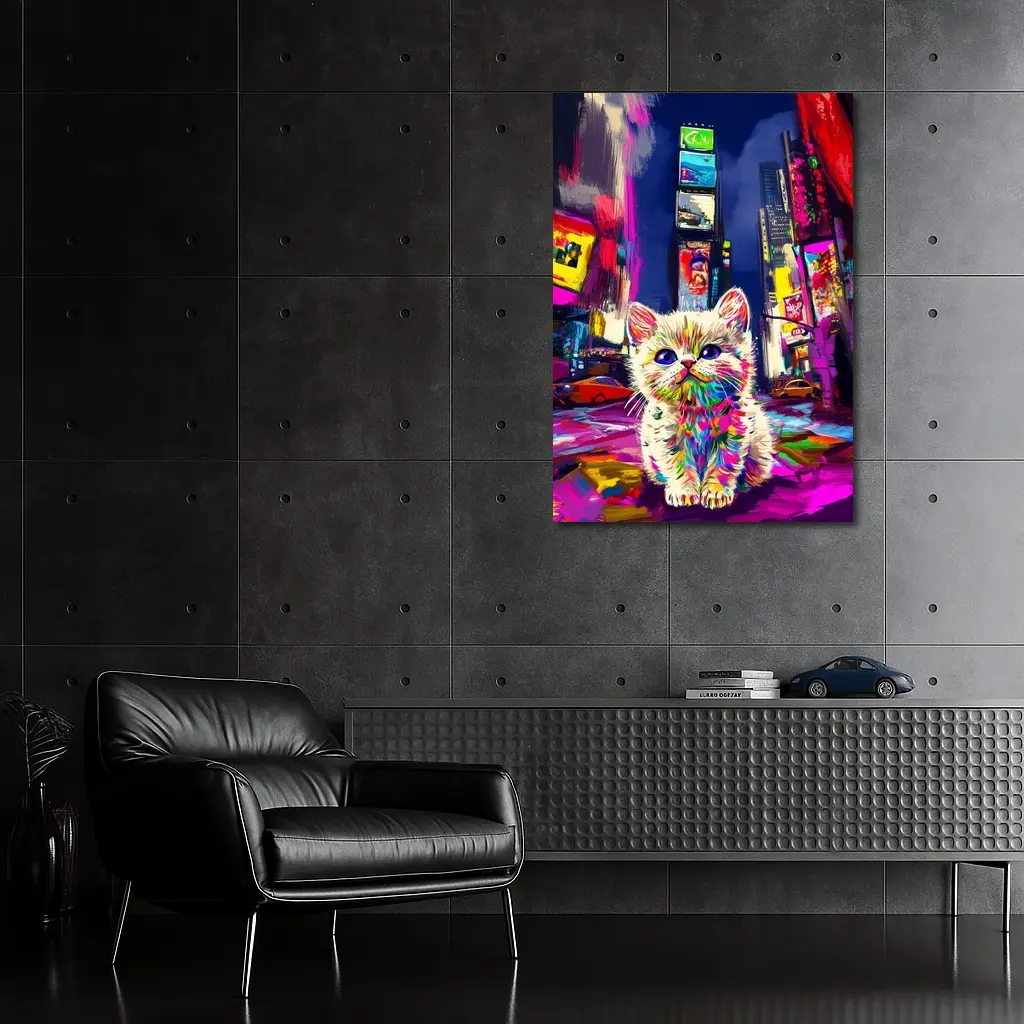 Colorful Kitten Pop Art Times Square – Wall Art