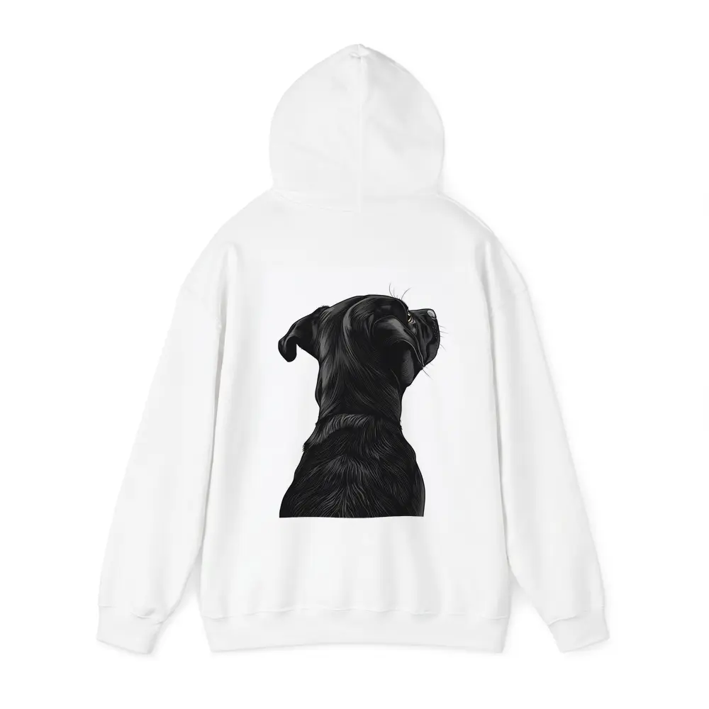 Black Labrador Dog Looking Up White Background – Hoodies
