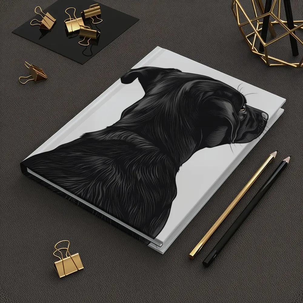 Black Labrador Dog Looking Up White Background – Notebooks