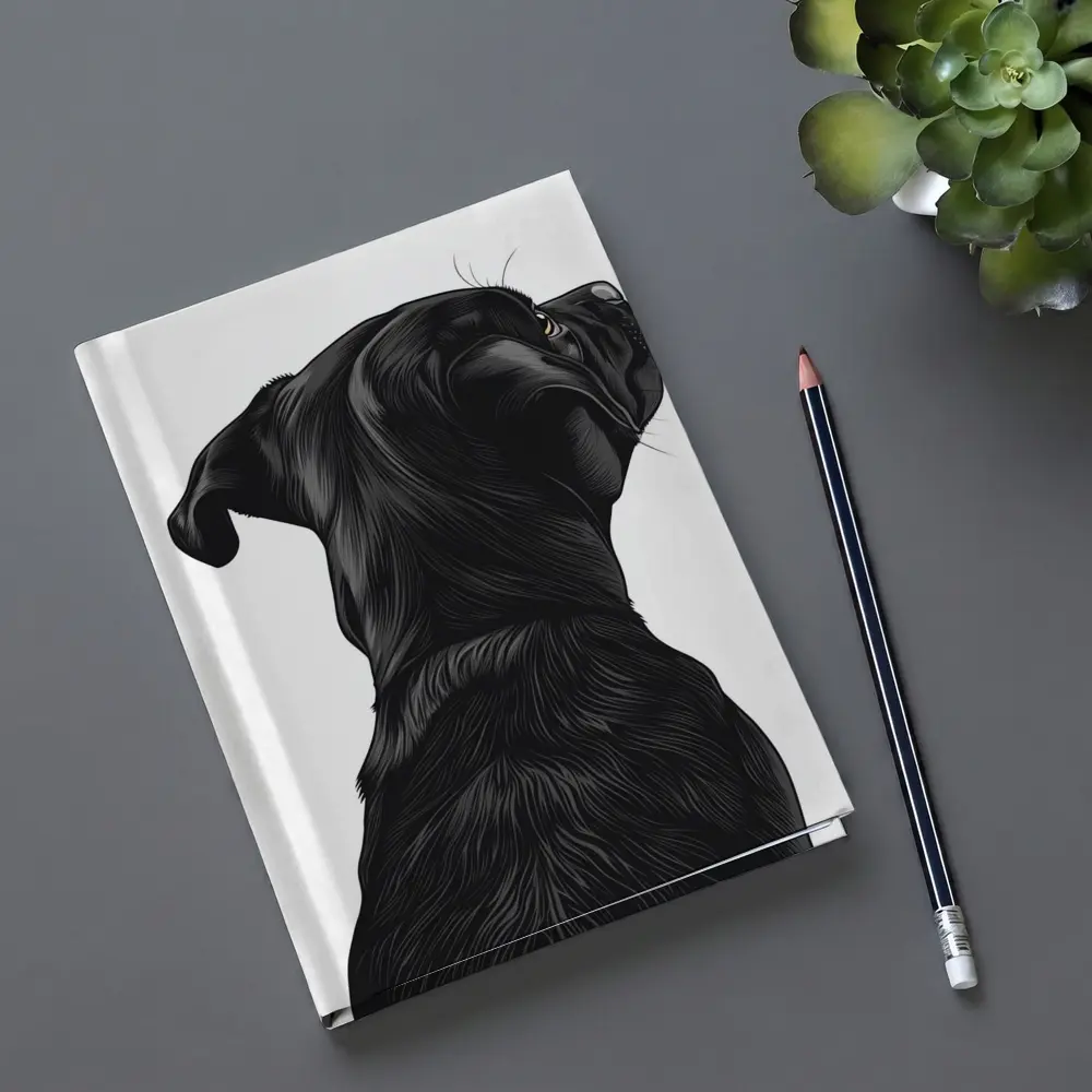 Black Labrador Dog Looking Up White Background – Notebooks