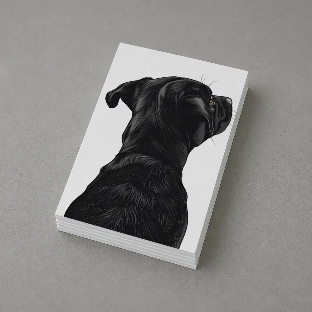 Black Labrador Dog Looking Up White Background – Postcards