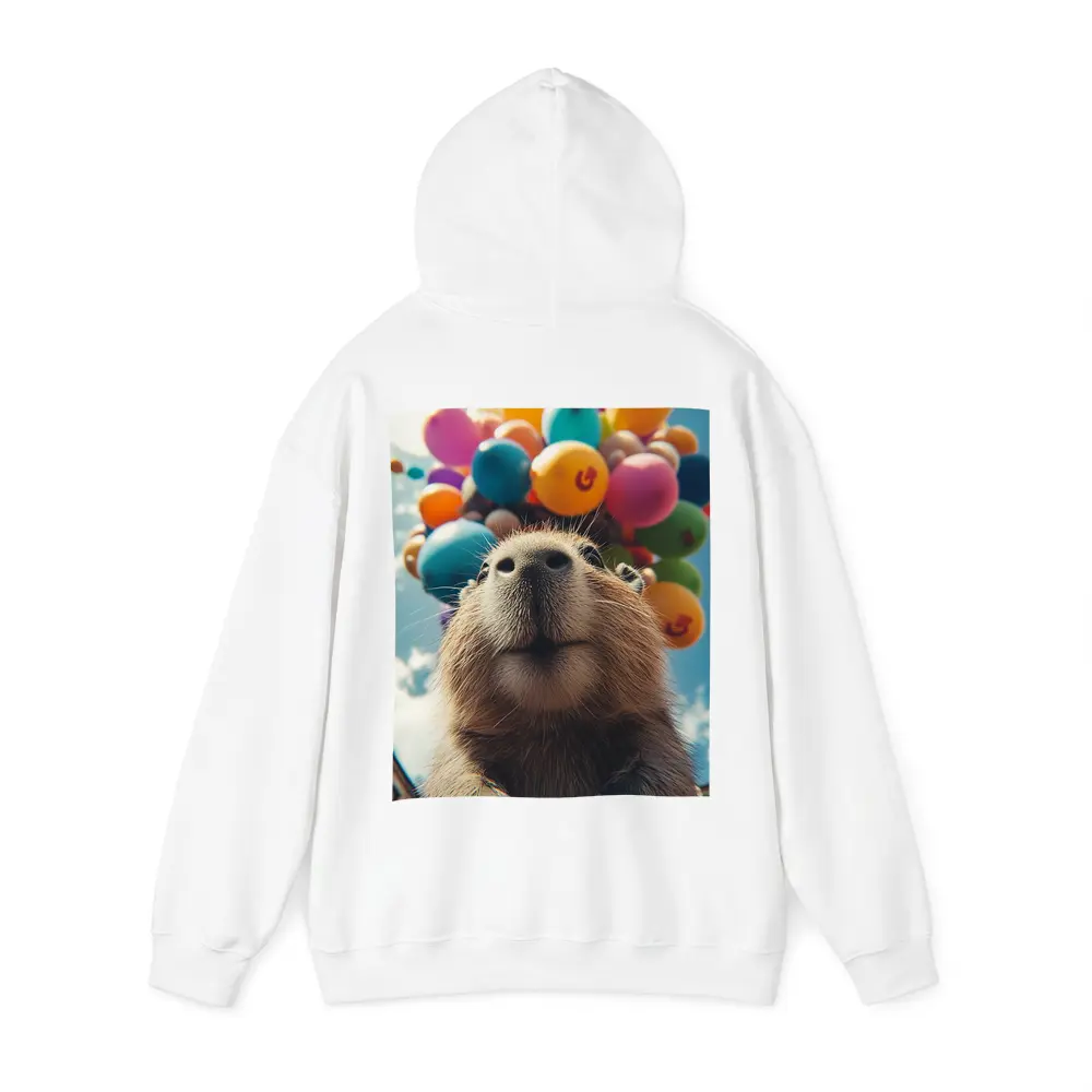Capybara With Colorful Balloons Blue Sky – Hoodies