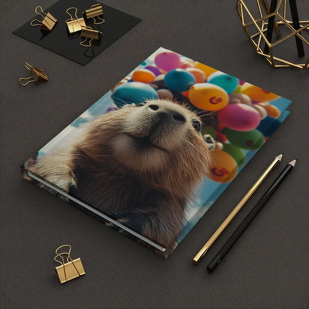 Capybara With Colorful Balloons Blue Sky – Notebooks