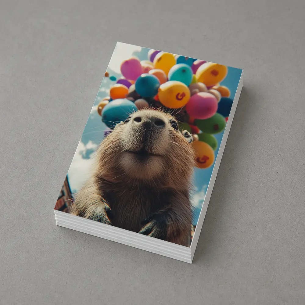 Capybara With Colorful Balloons Blue Sky – Postcards