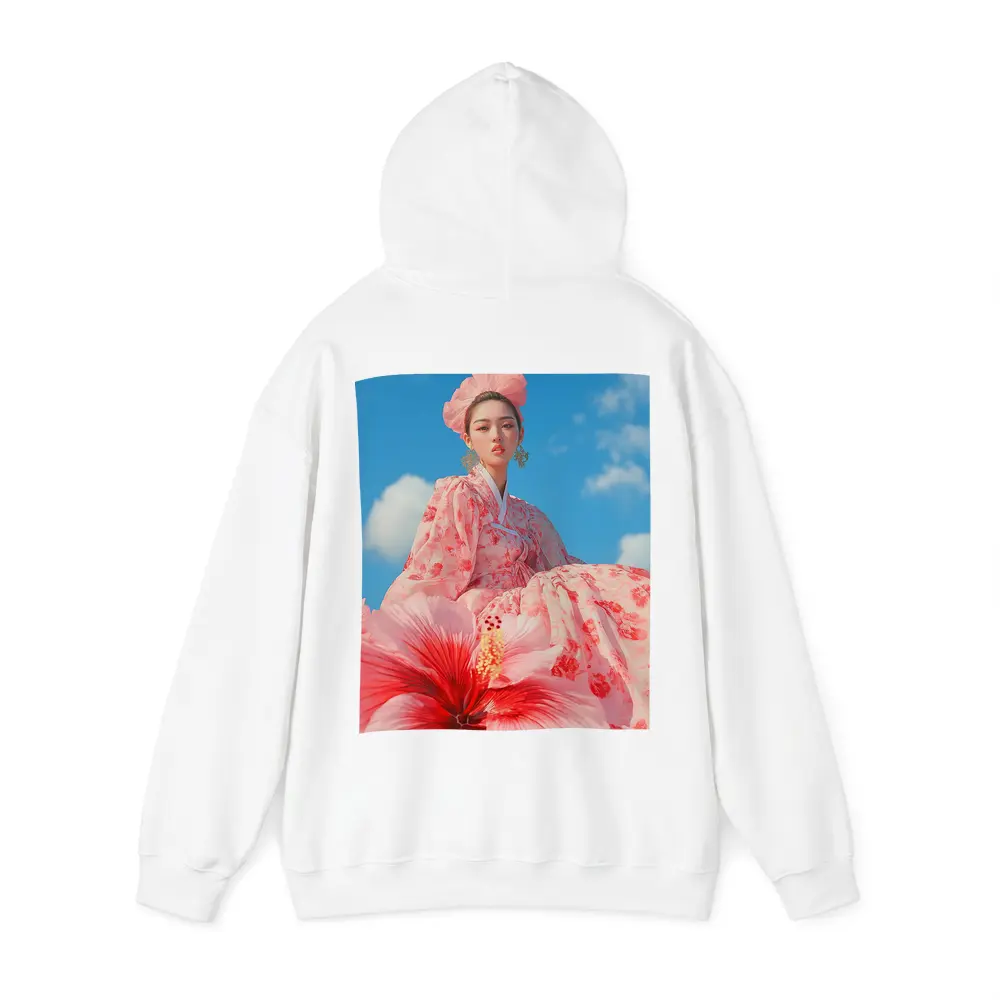 Korean Woman Hanbok Hibiscus Blue Sky – Hoodies