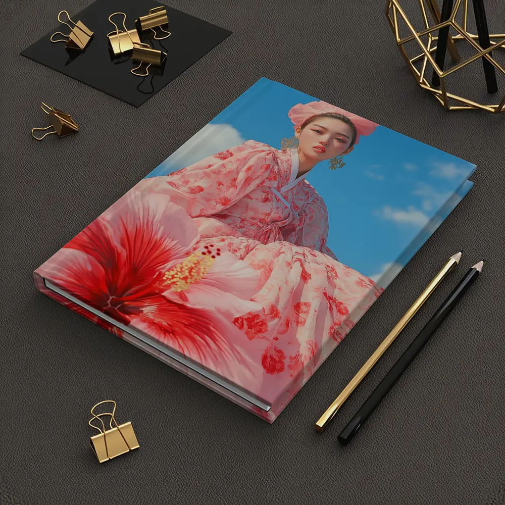 Korean Woman Hanbok Hibiscus Blue Sky – Notebooks