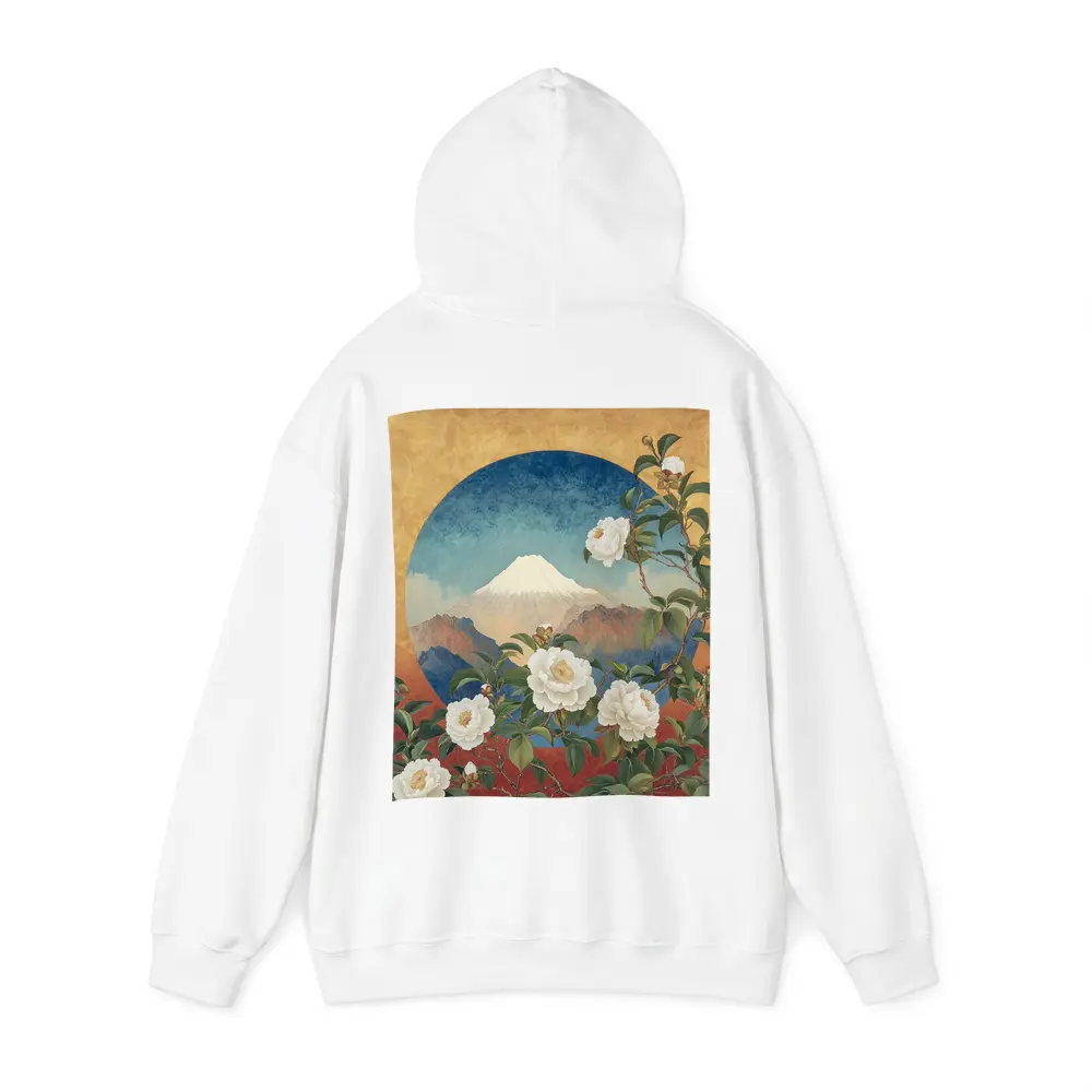 White Camellia Flowers Mount Fuji Japanese Art – Hoodies