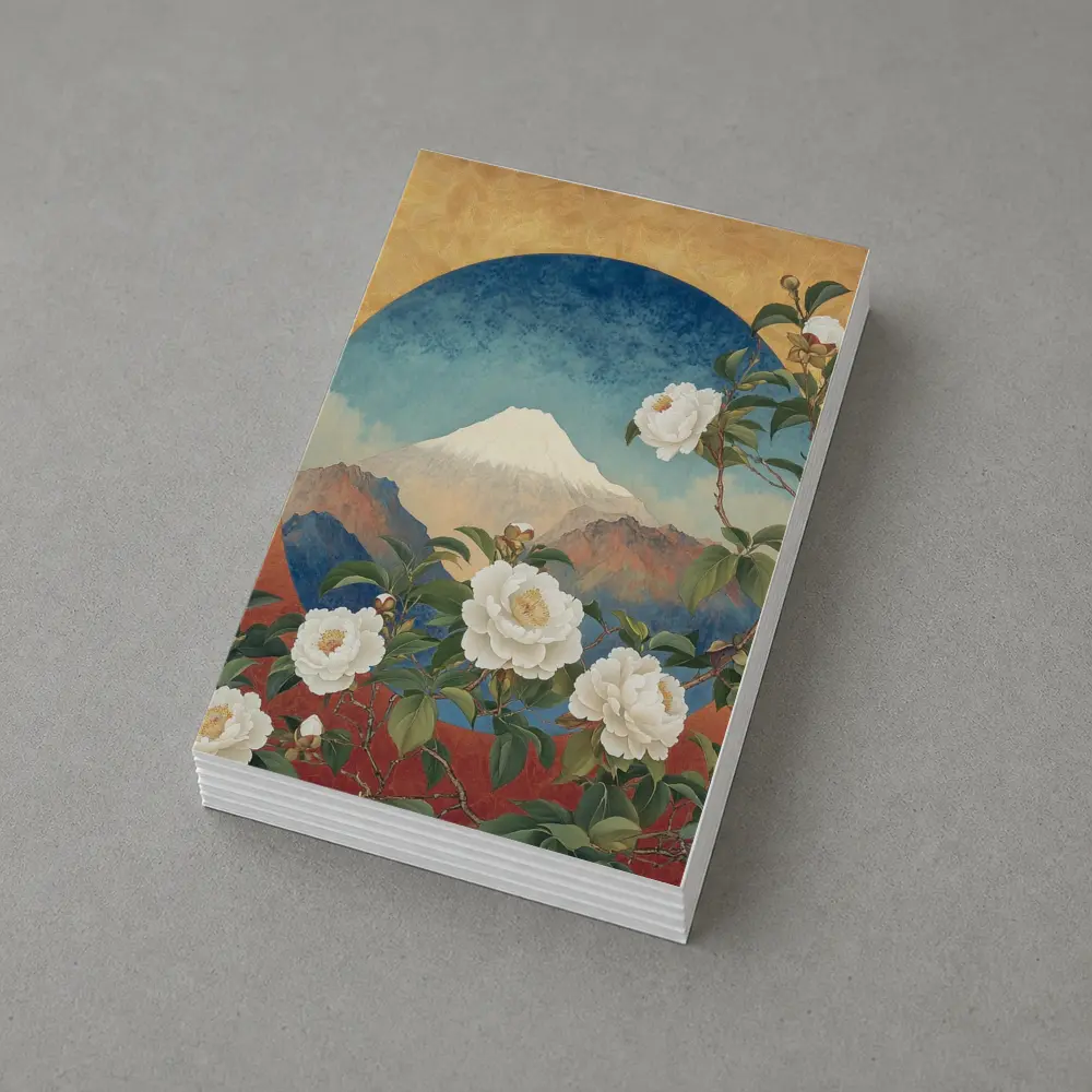 White Camellia Flowers Mount Fuji Japanese Art – Postcards