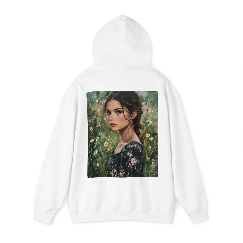 Young Woman Portrait Oil Painting Wildflowers – Hoodies