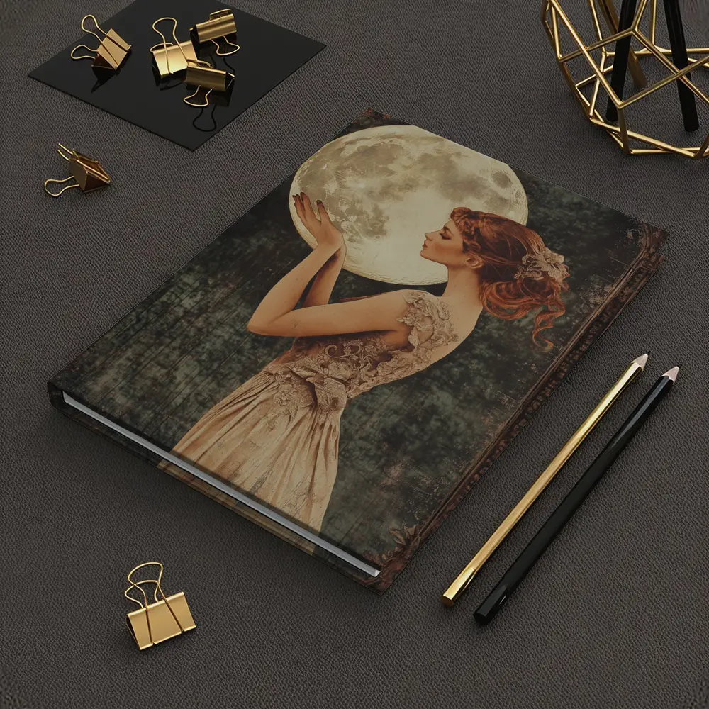 Art Nouveau Woman Holding Full Moon – Notebooks