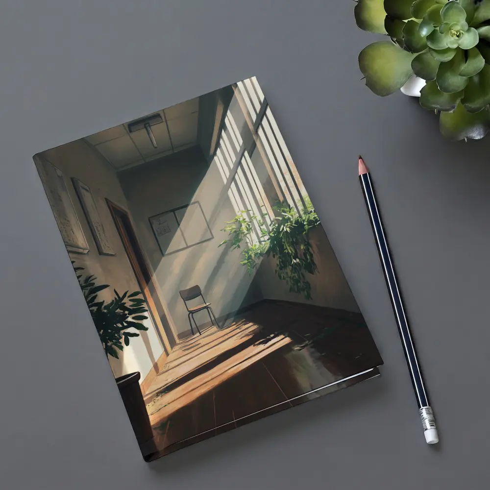 Anime School Hallway Sunlight Plants Interior – Notebooks