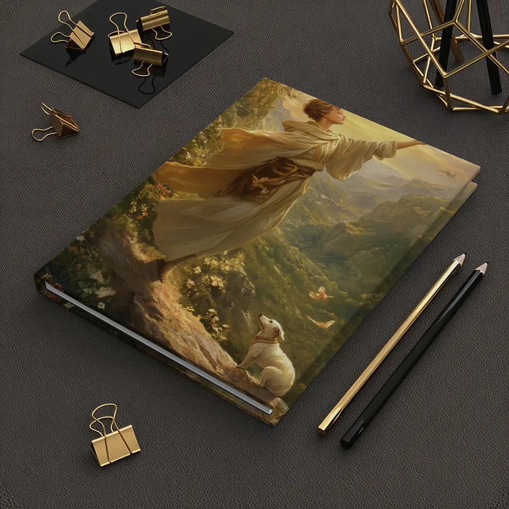 Young Man Releasing Bird Mountain Valley – Notebooks