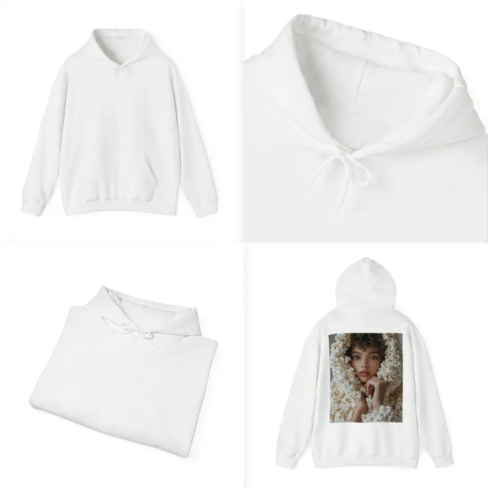 Woman Wrapped in Popcorn Hood Portrait – Hoodies