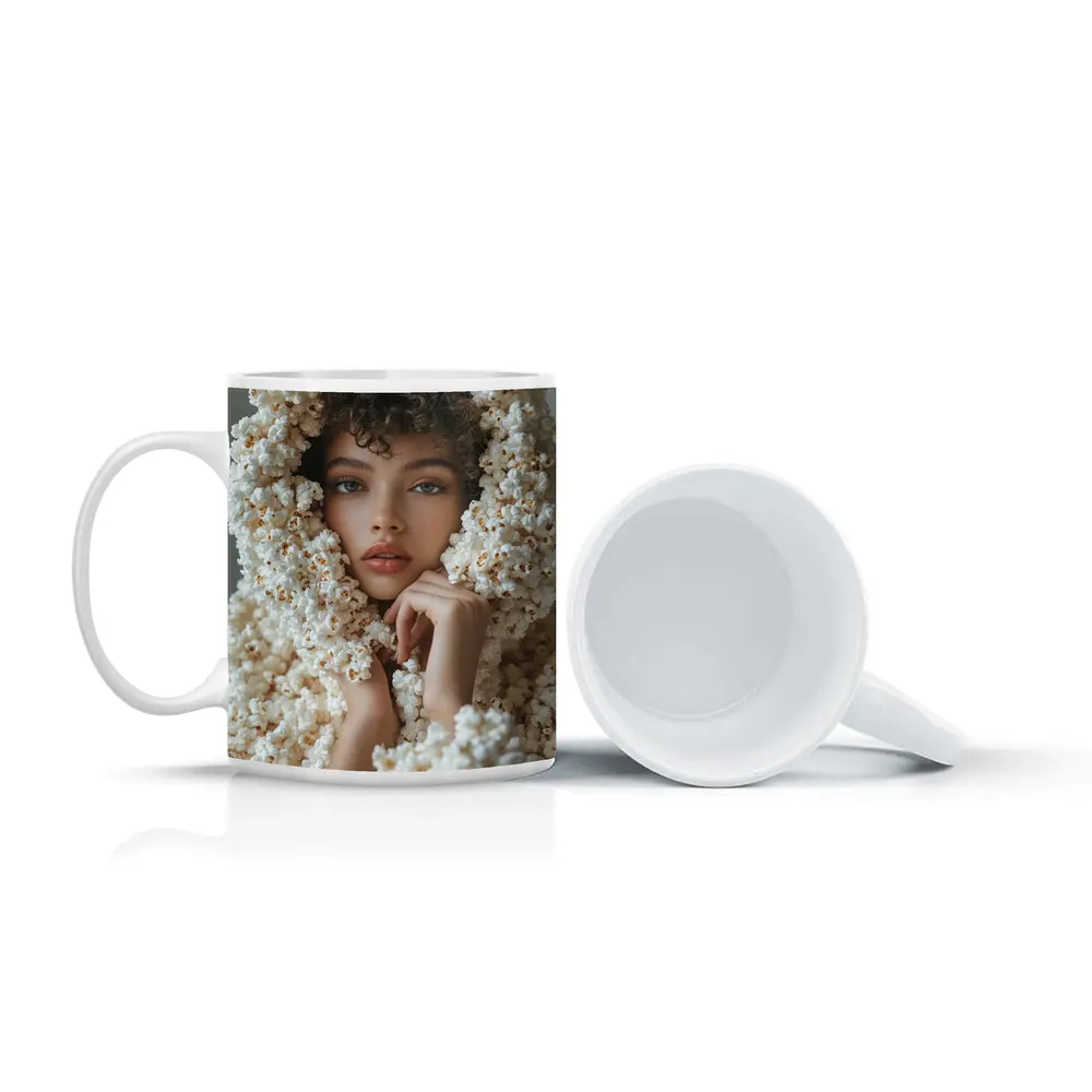 Woman Wrapped in Popcorn Hood Portrait – Mugs