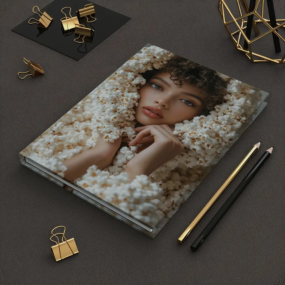 Woman Wrapped in Popcorn Hood Portrait – Notebooks