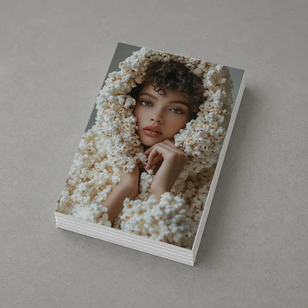 Woman Wrapped in Popcorn Hood Portrait – Postcards