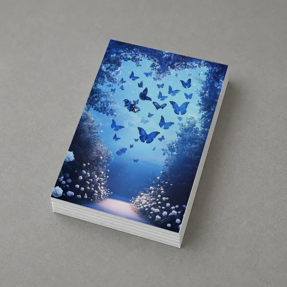 Blue Butterflies Glowing Enchanted Forest Path – Postcards