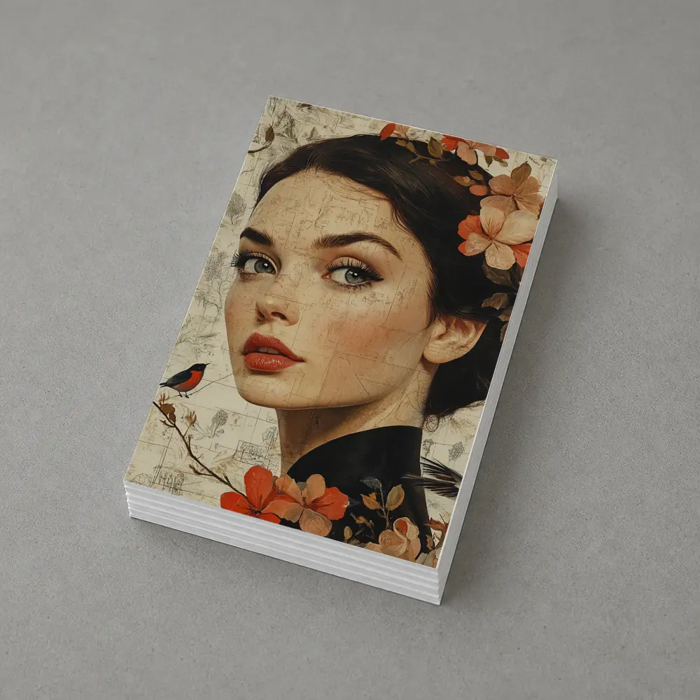 Woman Portrait Floral Collage Vintage Map Art – Postcards