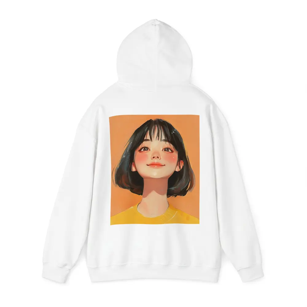 Anime Girl Portrait Orange Background Digital Art – Hoodies