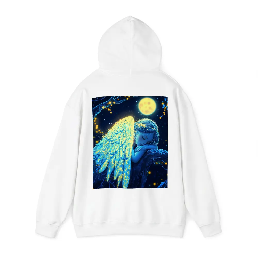 Sleeping Angel Girl Glowing Wings Moon Night – Hoodies