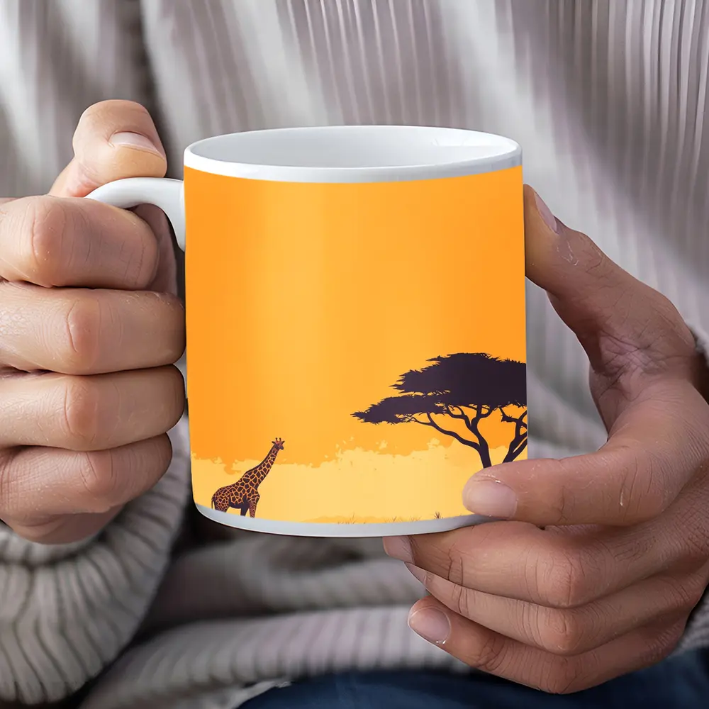 Giraffe Silhouette African Savanna Acacia Tree – Mugs