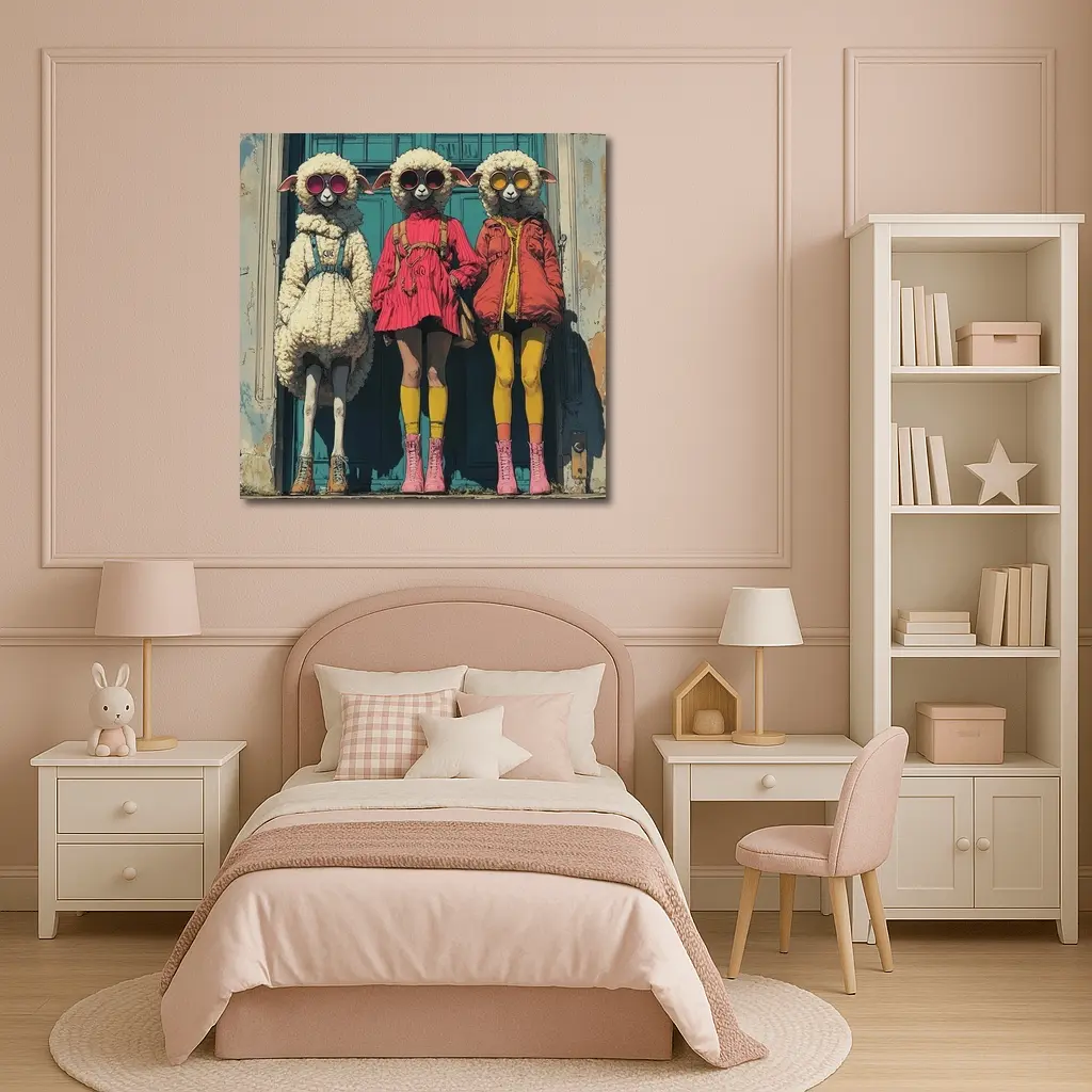 Three Fashion Sheep Sunglasses Urban Street Art – Wall Art