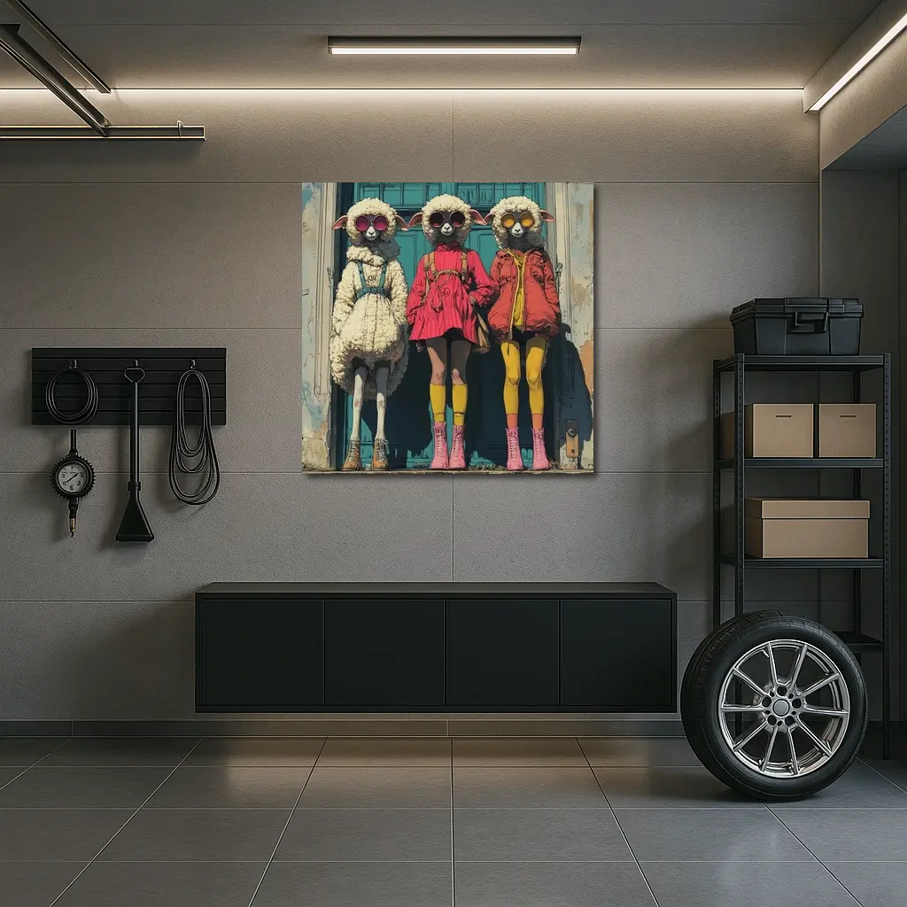 Three Fashion Sheep Sunglasses Urban Street Art – Wall Art