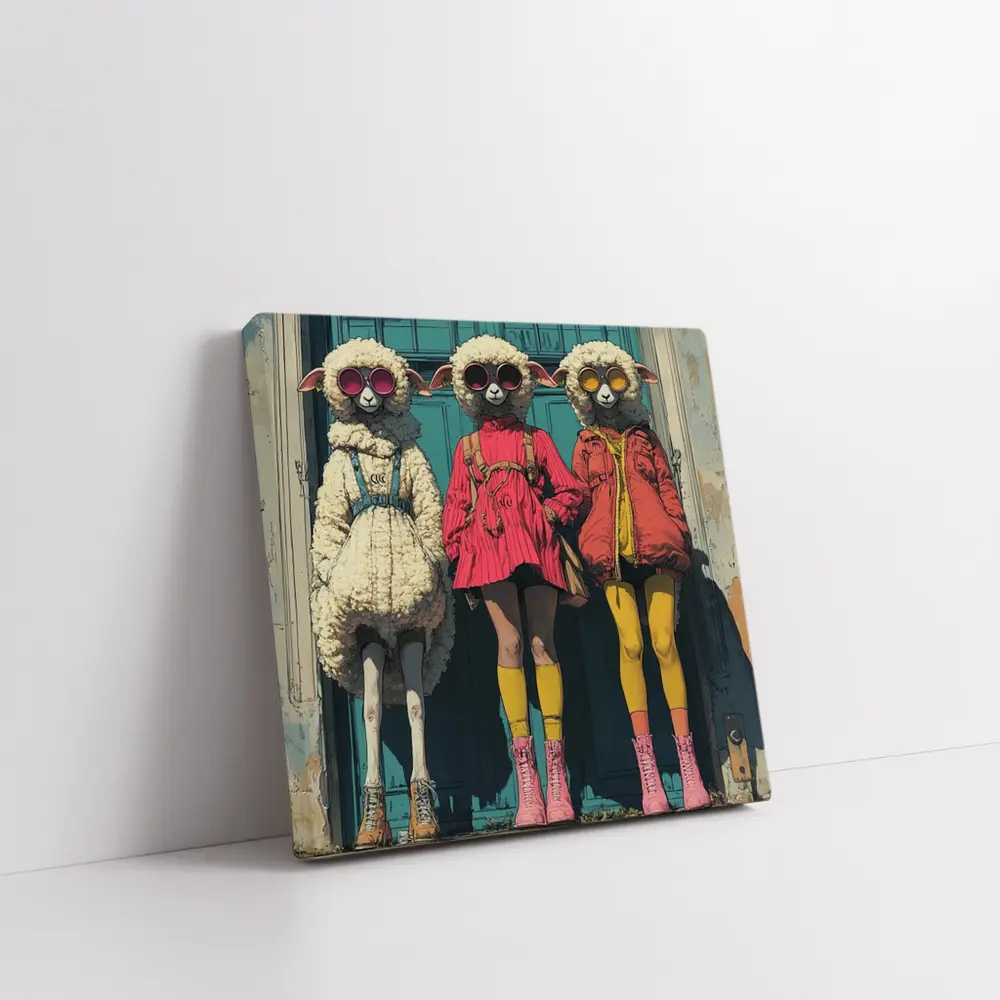 Three Fashion Sheep Sunglasses Urban Street Art – Wall Art