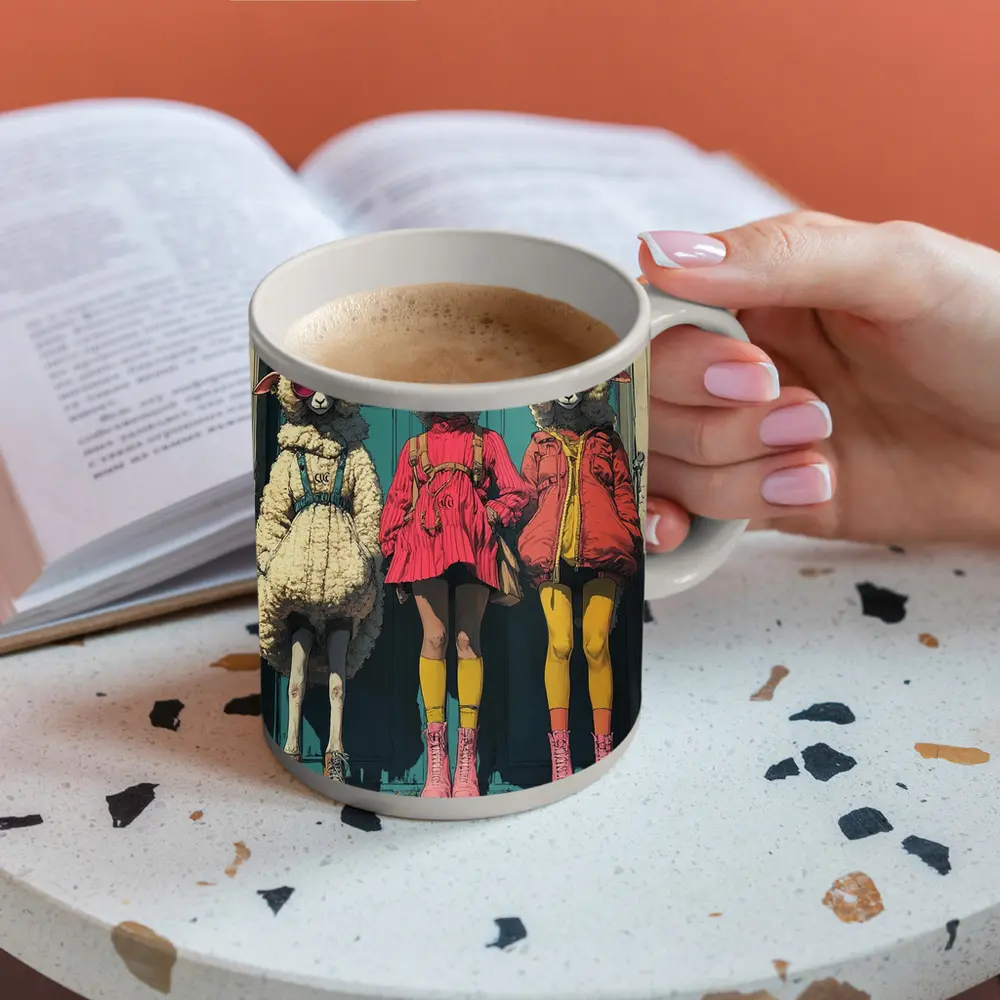 Three Fashion Sheep Sunglasses Urban Street Art – Mugs