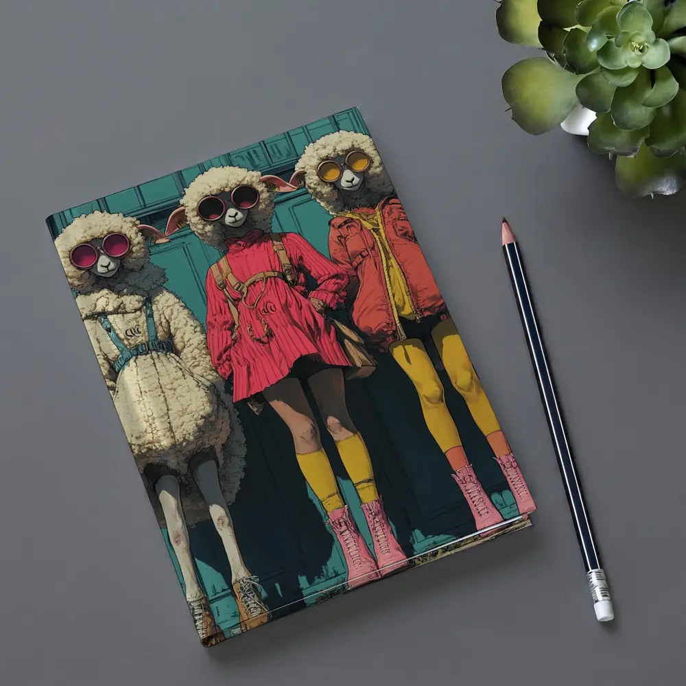 Three Fashion Sheep Sunglasses Urban Street Art – Notebooks