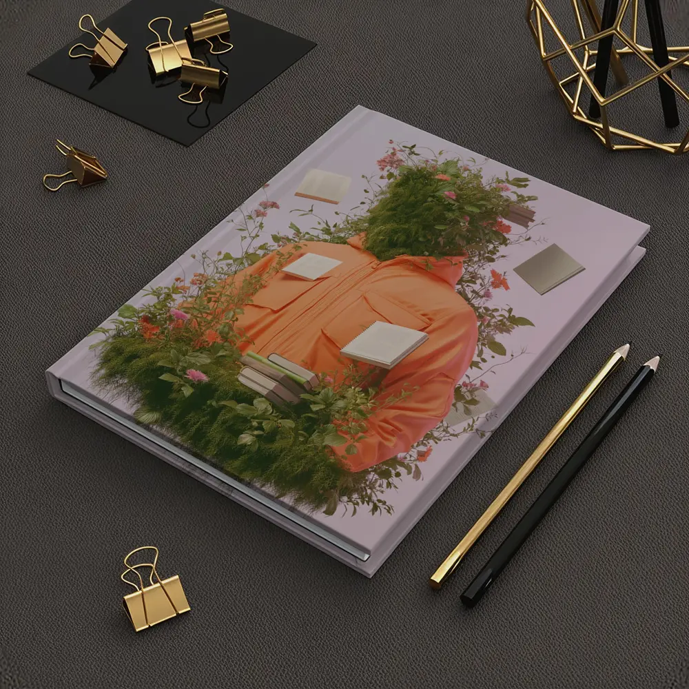 Orange Jacket Figure Surrounded By Blooming Flowers – Notebooks