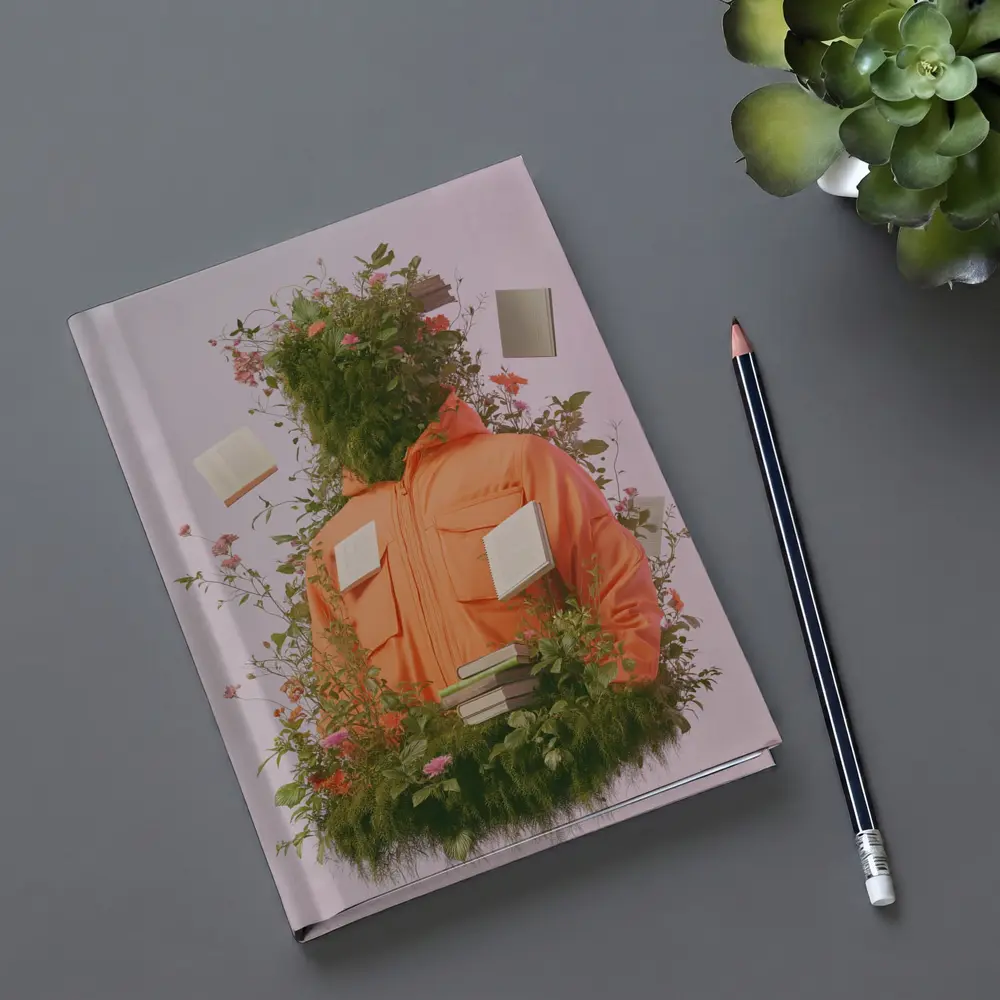 Orange Jacket Figure Surrounded By Blooming Flowers – Notebooks