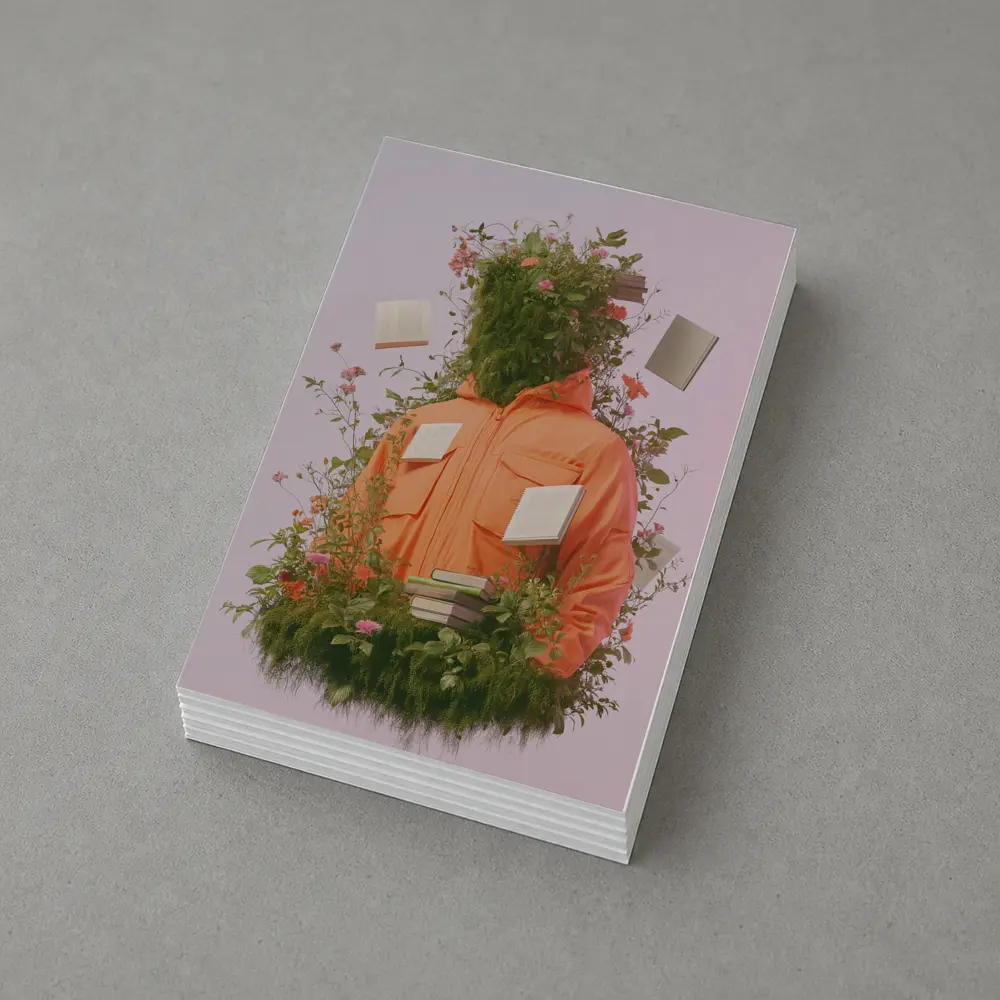 Orange Jacket Figure Surrounded By Blooming Flowers – Postcards