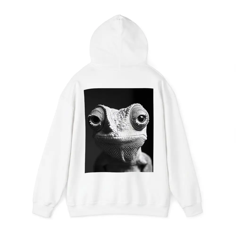 Chameleon Close Up Black White Portrait – Hoodies