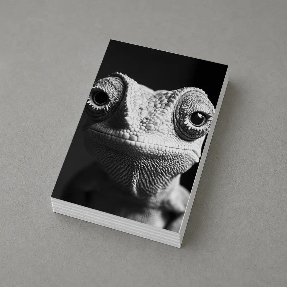 Chameleon Close Up Black White Portrait – Postcards