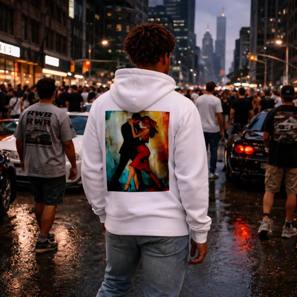 Tango Couple Dancing Abstract Colorful Background – Hoodies