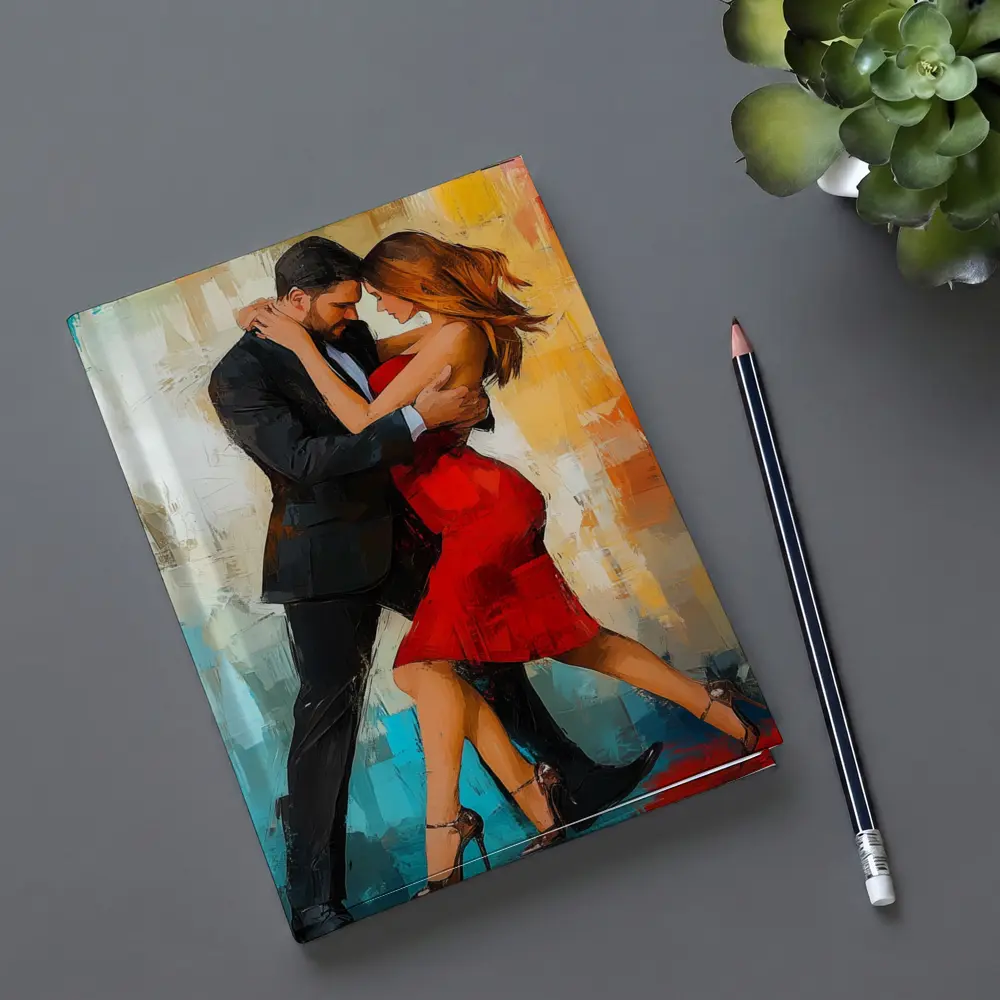 Tango Couple Dancing Abstract Colorful Background – Notebooks
