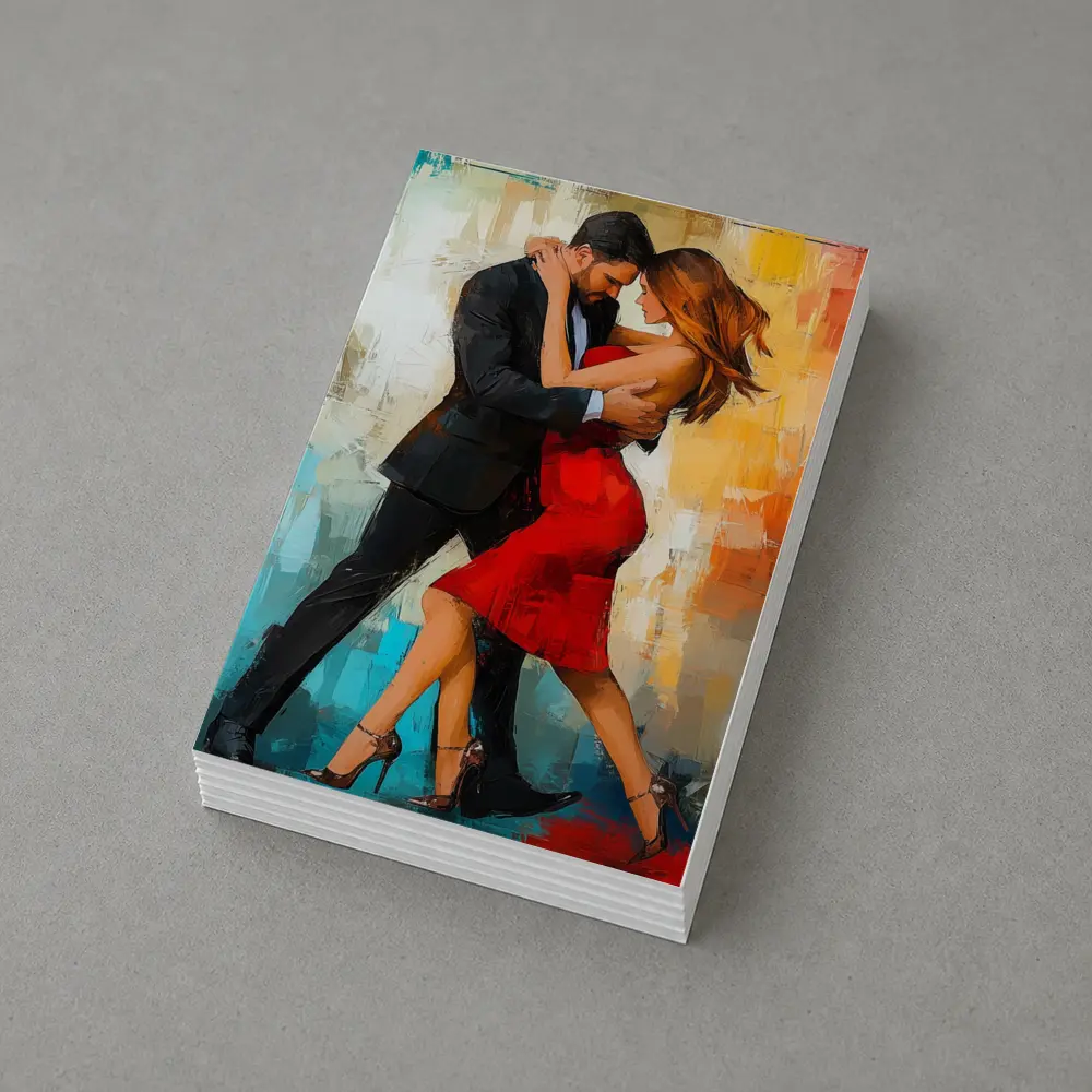 Tango Couple Dancing Abstract Colorful Background – Postcards