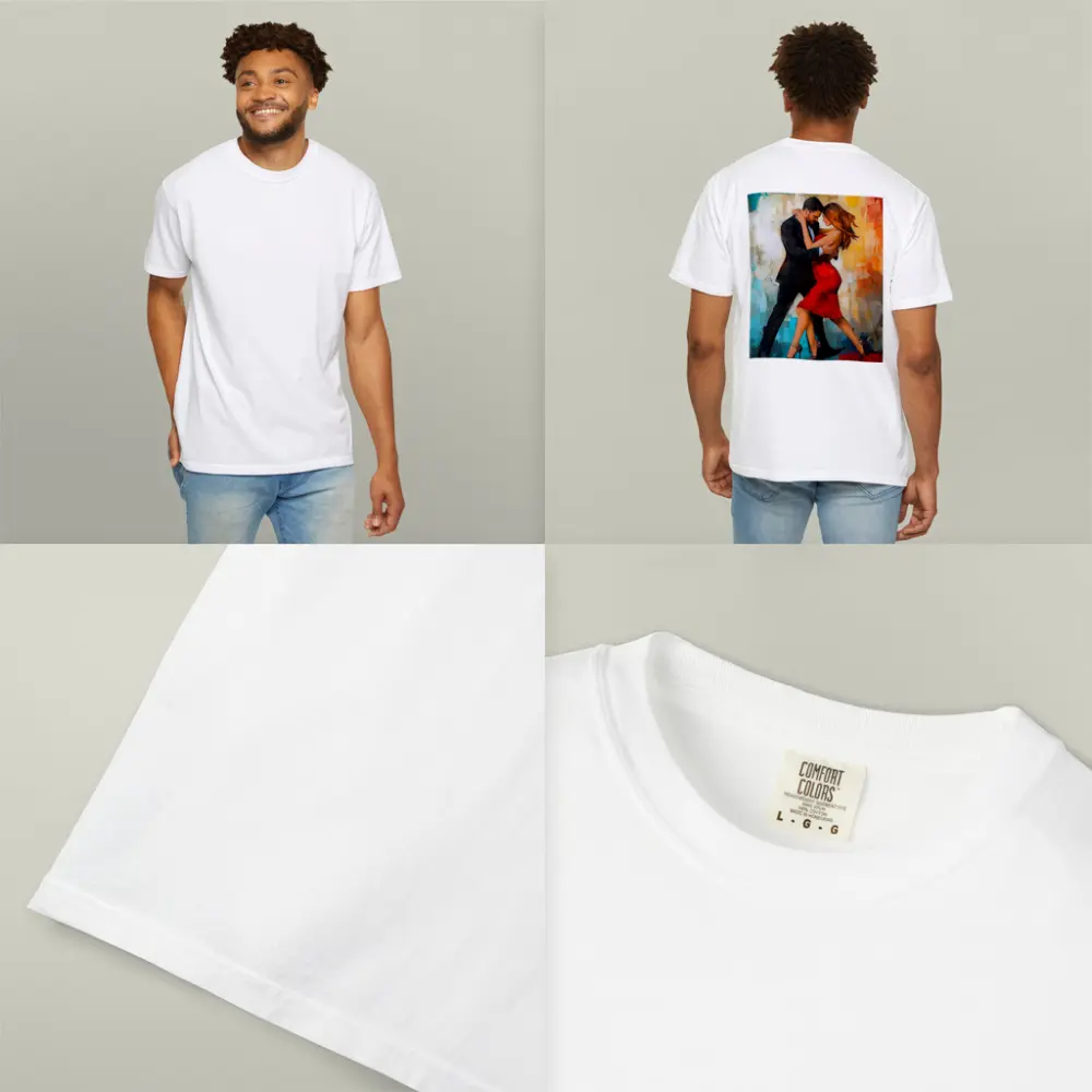 Tango Couple Dancing Abstract Colorful Background – T-Shirts