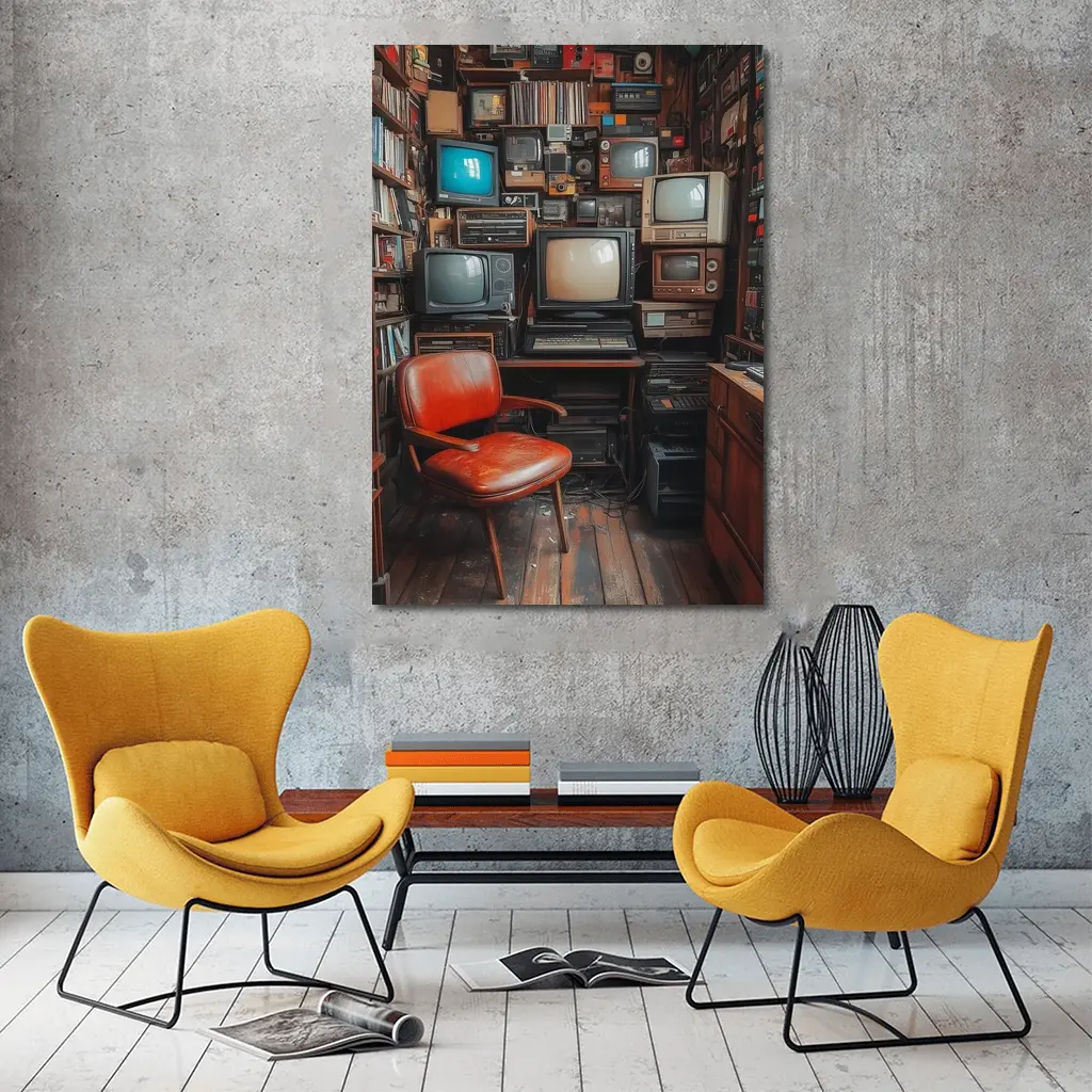 Retro Televisions Collection Cozy Vintage Room – Wall Art