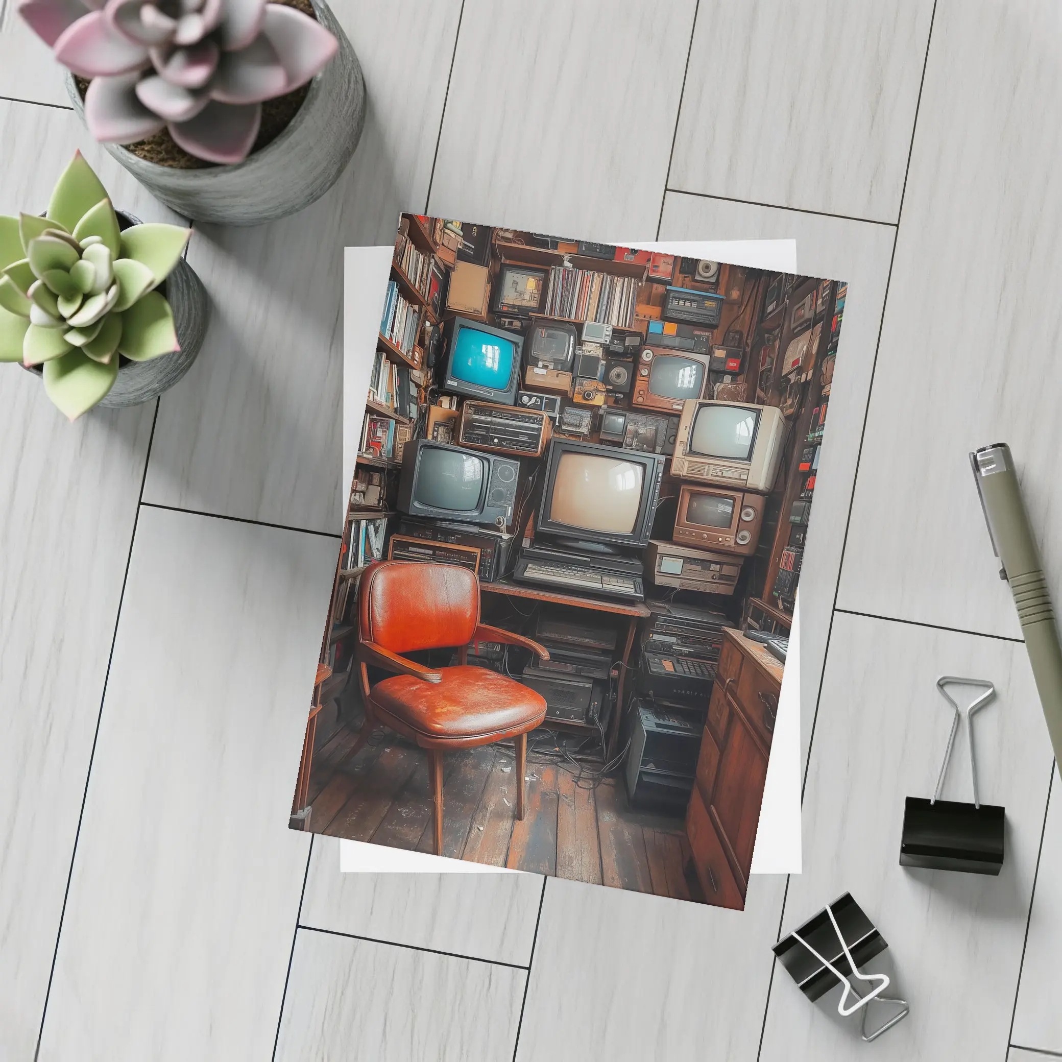 Retro Televisions Collection Cozy Vintage Room – Postcards