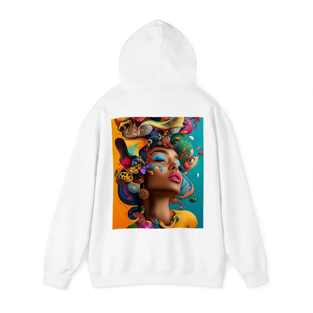 Surreal Woman Portrait With Colorful Psychedelic Elements – Hoodies