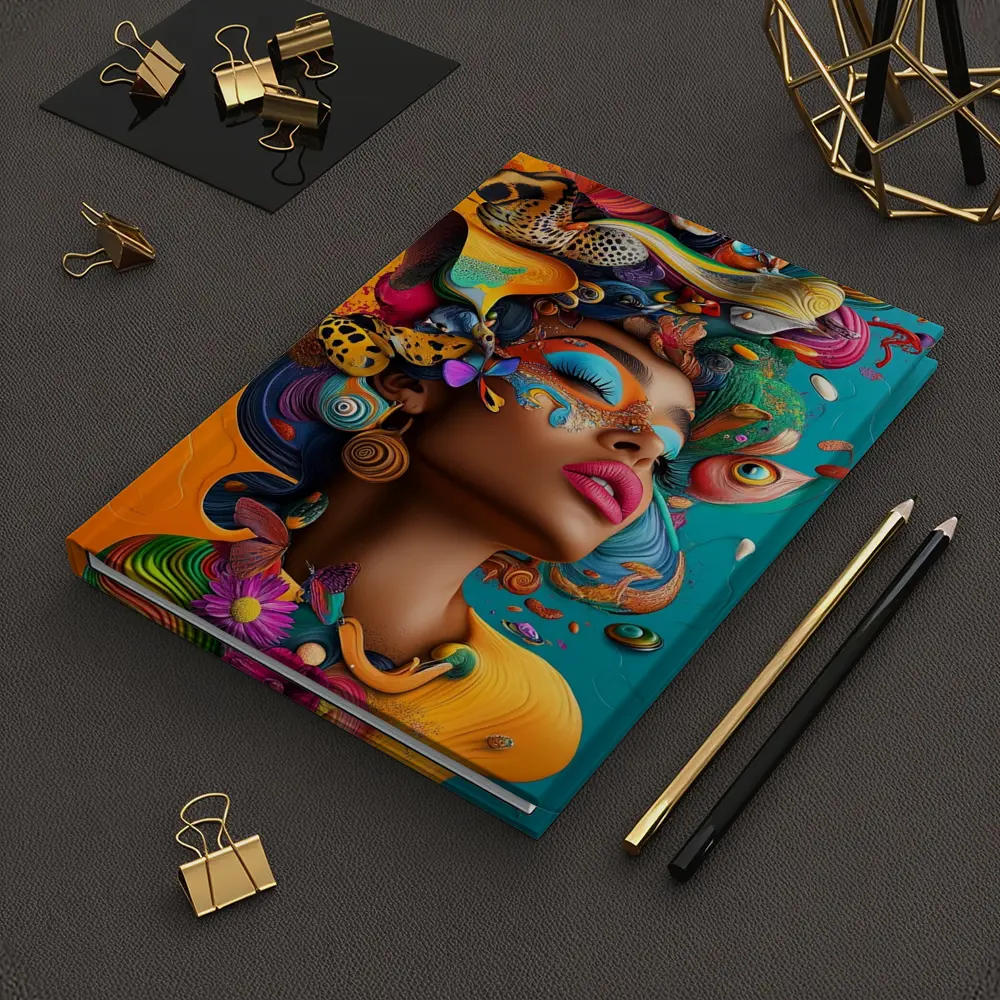 Surreal Woman Portrait With Colorful Psychedelic Elements – Notebooks