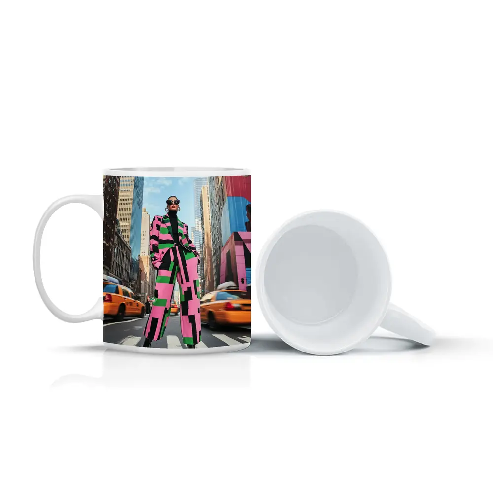 Bold Geometric Fashion Woman New York City – Mugs