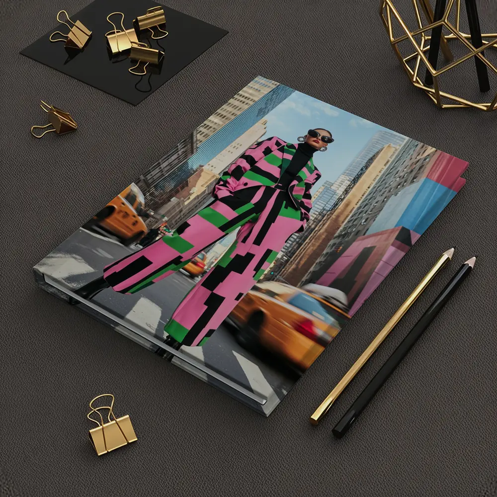Bold Geometric Fashion Woman New York City – Notebooks