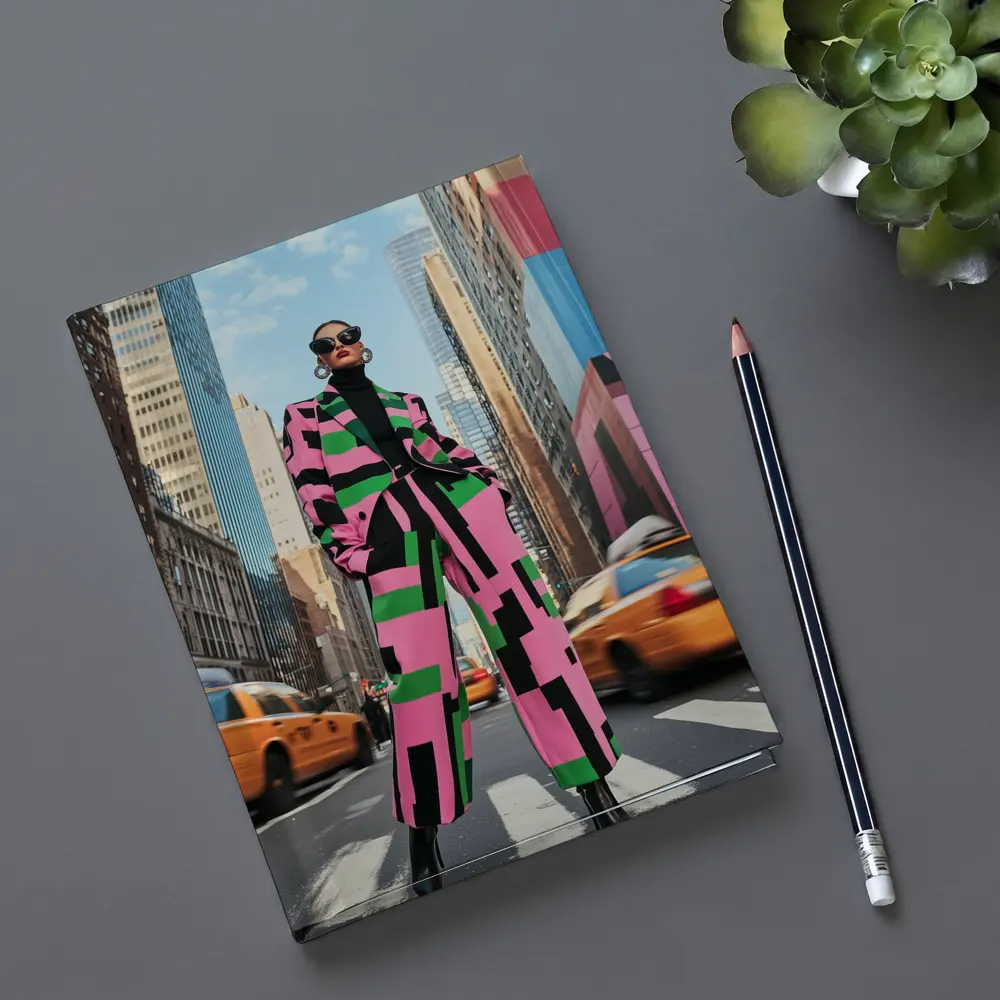 Bold Geometric Fashion Woman New York City – Notebooks