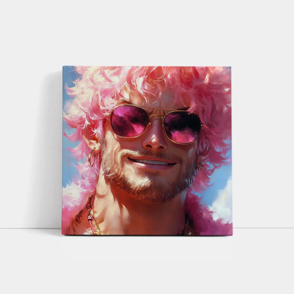 Pink Haired Man Gold Sunglasses Pop Art – Wall Art