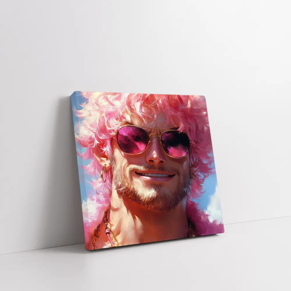 Pink Haired Man Gold Sunglasses Pop Art – Wall Art