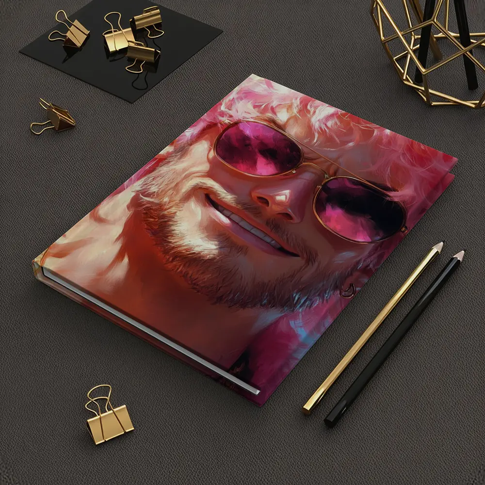 Pink Haired Man Gold Sunglasses Pop Art – Notebooks