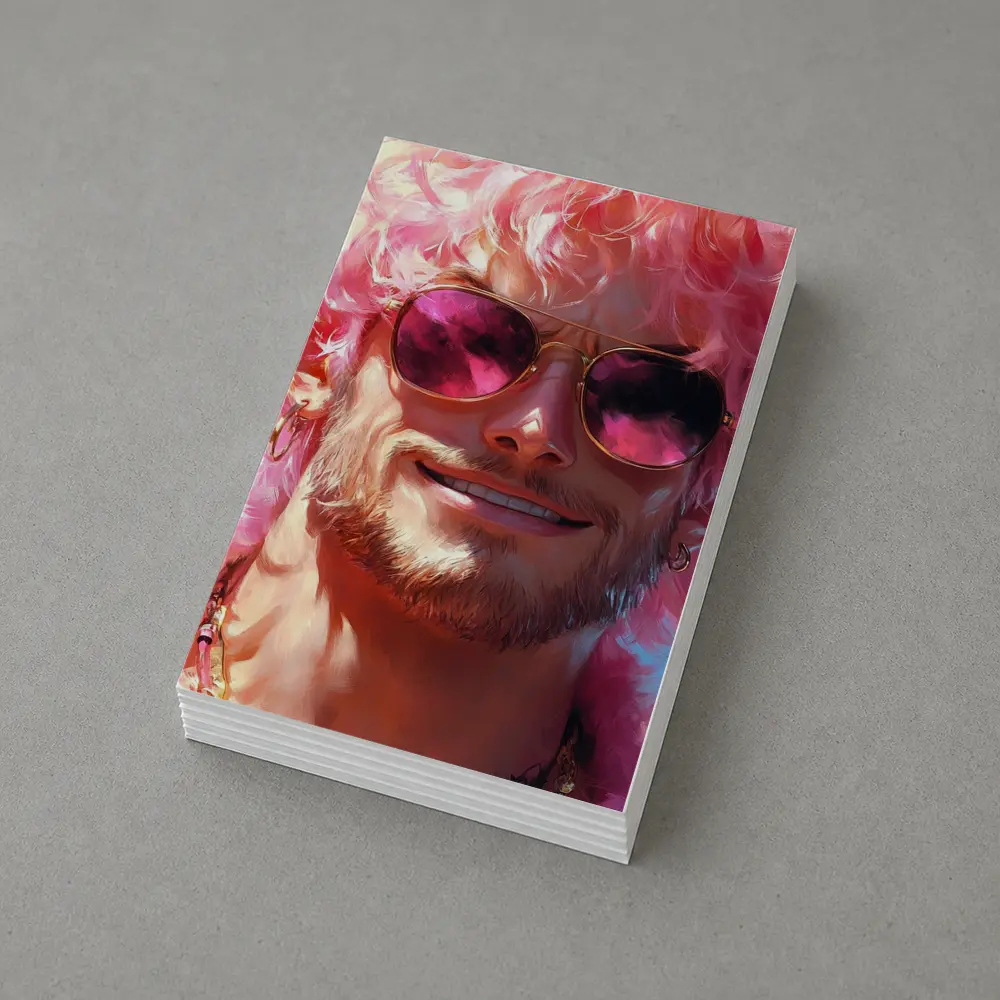 Pink Haired Man Gold Sunglasses Pop Art – Postcards